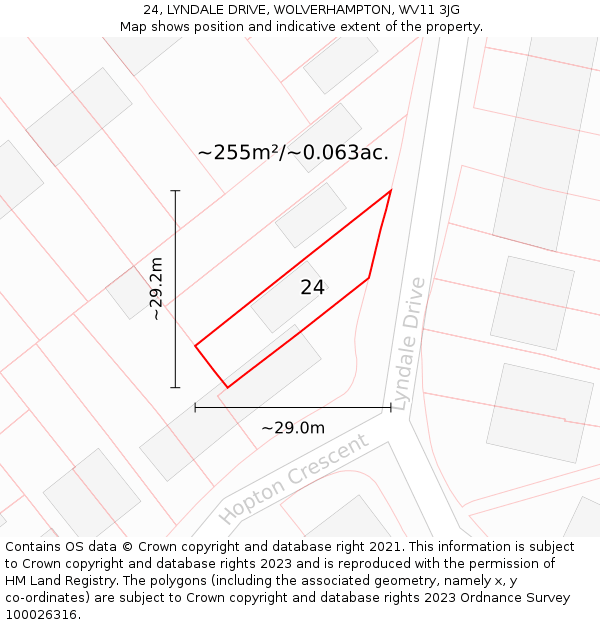 24, LYNDALE DRIVE, WOLVERHAMPTON, WV11 3JG: Plot and title map