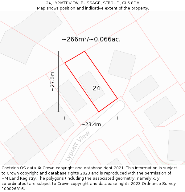 24, LYPIATT VIEW, BUSSAGE, STROUD, GL6 8DA: Plot and title map