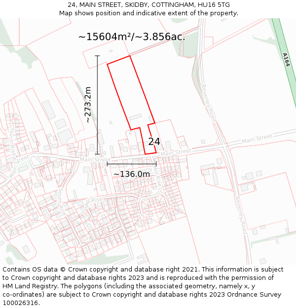 24, MAIN STREET, SKIDBY, COTTINGHAM, HU16 5TG: Plot and title map