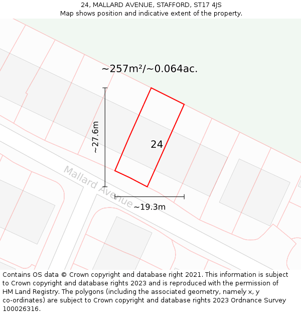 24, MALLARD AVENUE, STAFFORD, ST17 4JS: Plot and title map