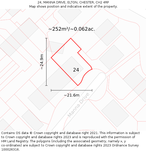 24, MANNA DRIVE, ELTON, CHESTER, CH2 4RP: Plot and title map