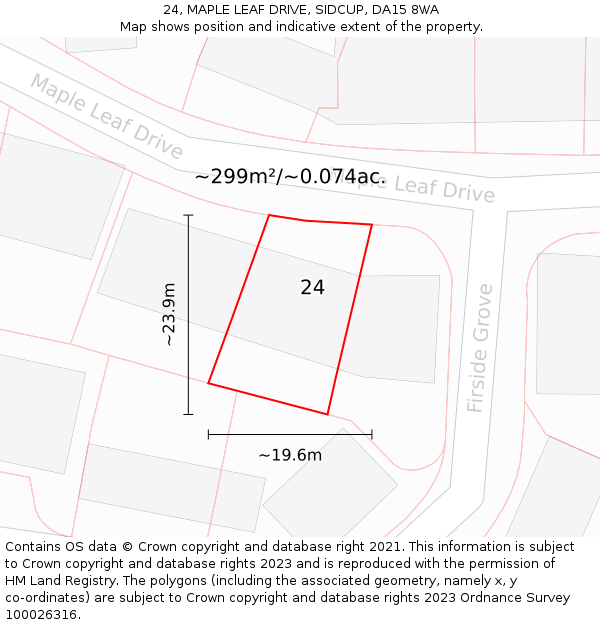 24, MAPLE LEAF DRIVE, SIDCUP, DA15 8WA: Plot and title map