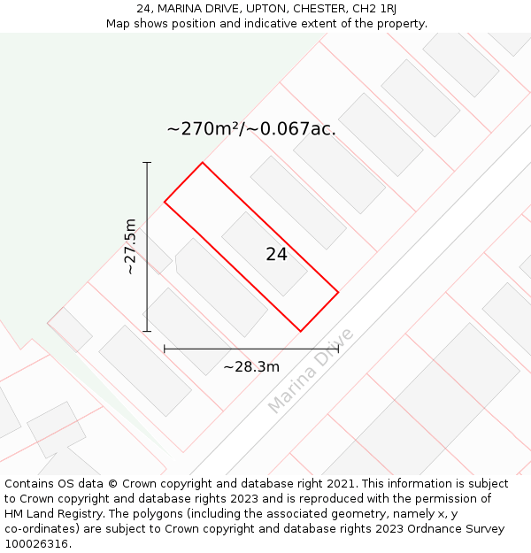 24, MARINA DRIVE, UPTON, CHESTER, CH2 1RJ: Plot and title map