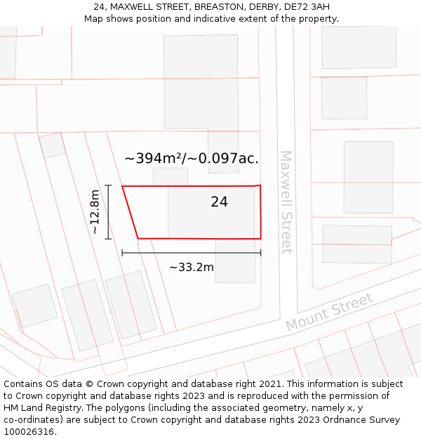 24, MAXWELL STREET, BREASTON, DERBY, DE72 3AH: Plot and title map
