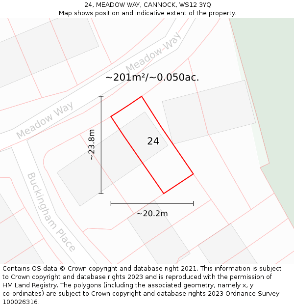 24, MEADOW WAY, CANNOCK, WS12 3YQ: Plot and title map