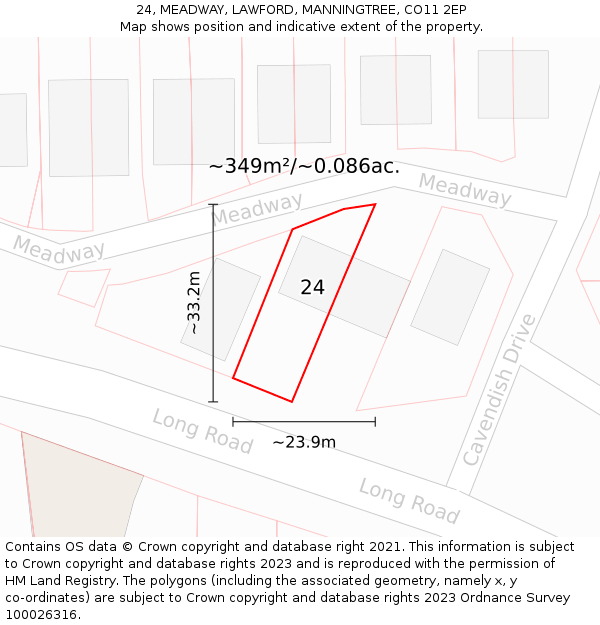 24, MEADWAY, LAWFORD, MANNINGTREE, CO11 2EP: Plot and title map