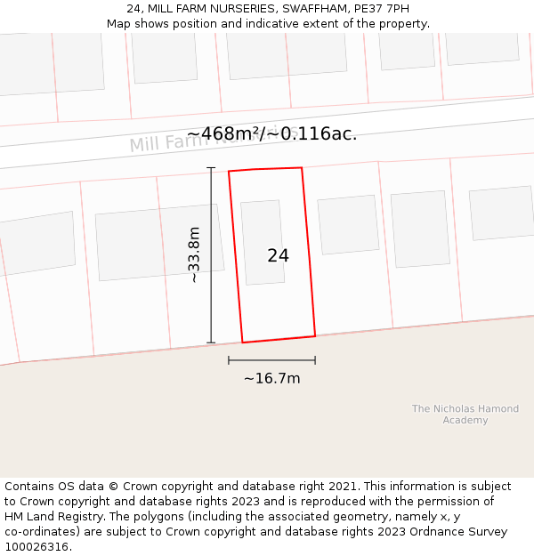 24, MILL FARM NURSERIES, SWAFFHAM, PE37 7PH: Plot and title map