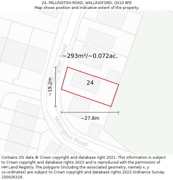 24, MILLINGTON ROAD, WALLINGFORD, OX10 8FE: Plot and title map