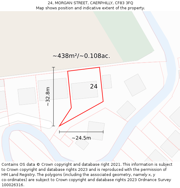 24, MORGAN STREET, CAERPHILLY, CF83 3FQ: Plot and title map