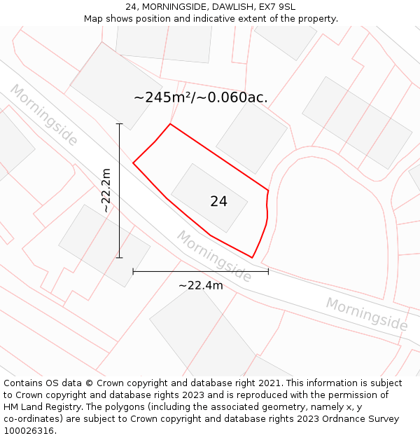 24, MORNINGSIDE, DAWLISH, EX7 9SL: Plot and title map