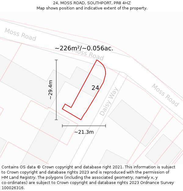 24, MOSS ROAD, SOUTHPORT, PR8 4HZ: Plot and title map