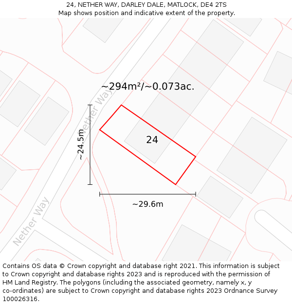 24, NETHER WAY, DARLEY DALE, MATLOCK, DE4 2TS: Plot and title map