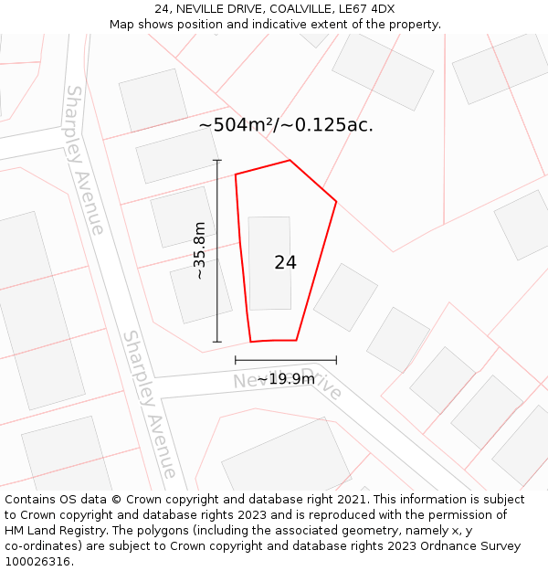 24, NEVILLE DRIVE, COALVILLE, LE67 4DX: Plot and title map