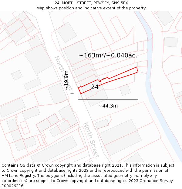 24, NORTH STREET, PEWSEY, SN9 5EX: Plot and title map