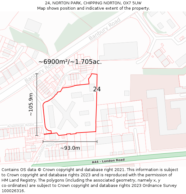 24, NORTON PARK, CHIPPING NORTON, OX7 5UW: Plot and title map