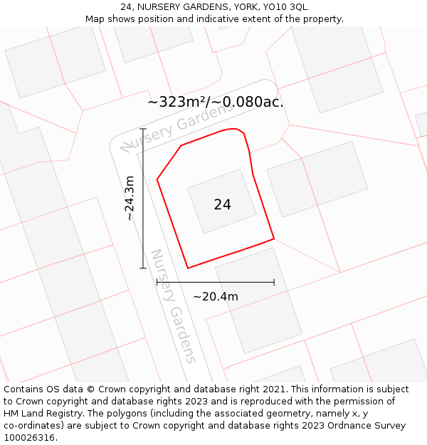 24, NURSERY GARDENS, YORK, YO10 3QL: Plot and title map