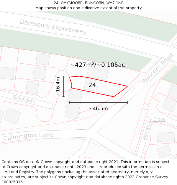 24, OAKMOORE, RUNCORN, WA7 1NR: Plot and title map