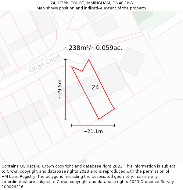 24, OBAN COURT, IMMINGHAM, DN40 1NA: Plot and title map