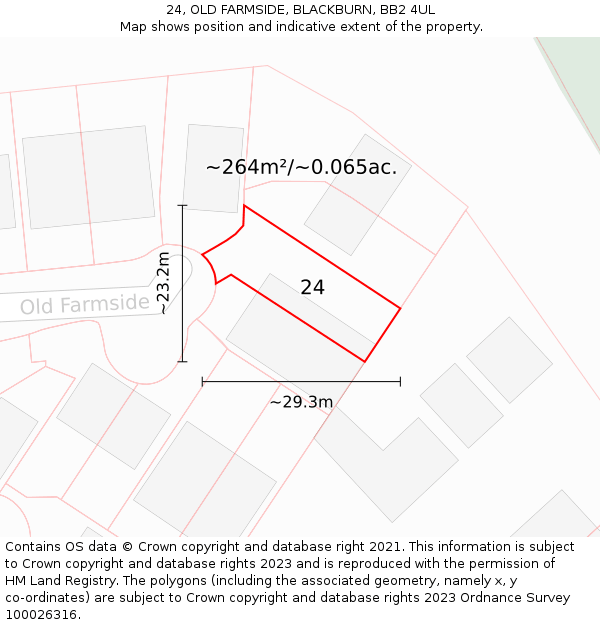 24, OLD FARMSIDE, BLACKBURN, BB2 4UL: Plot and title map