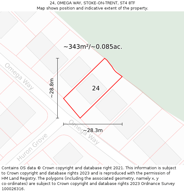 24, OMEGA WAY, STOKE-ON-TRENT, ST4 8TF: Plot and title map