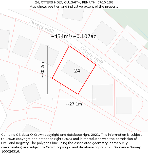 24, OTTERS HOLT, CULGAITH, PENRITH, CA10 1SG: Plot and title map