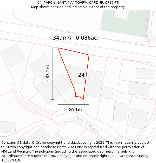 24, PARC Y NANT, NANTGARW, CARDIFF, CF15 7TJ: Plot and title map