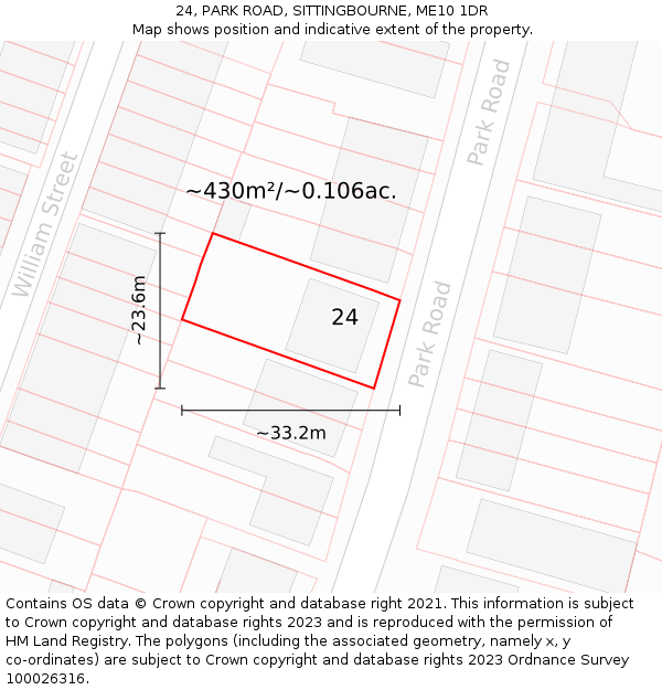 24, PARK ROAD, SITTINGBOURNE, ME10 1DR: Plot and title map