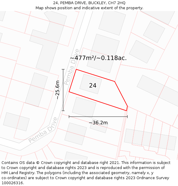 24, PEMBA DRIVE, BUCKLEY, CH7 2HQ: Plot and title map