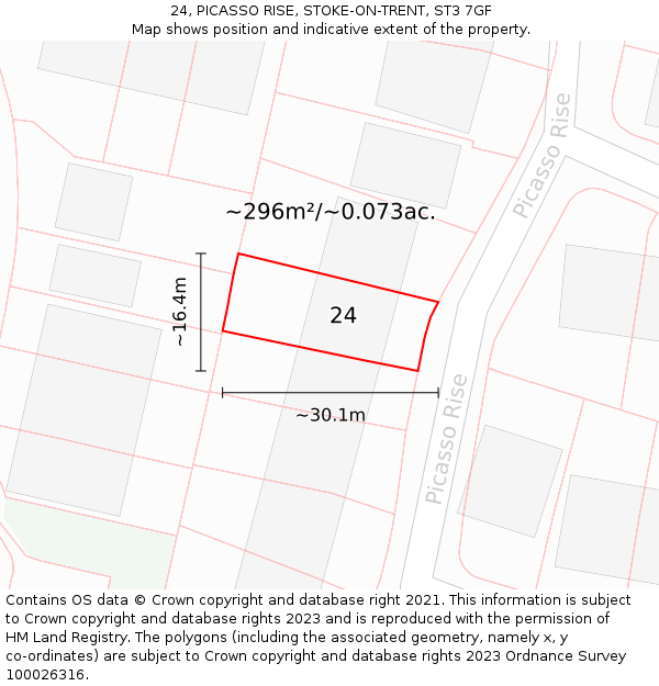 24, PICASSO RISE, STOKE-ON-TRENT, ST3 7GF: Plot and title map