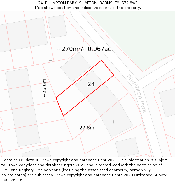 24, PLUMPTON PARK, SHAFTON, BARNSLEY, S72 8WF: Plot and title map