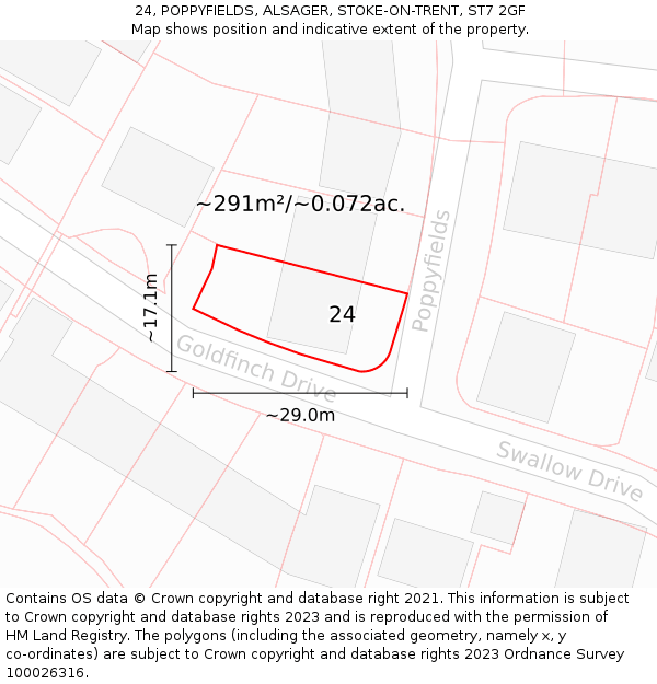 24, POPPYFIELDS, ALSAGER, STOKE-ON-TRENT, ST7 2GF: Plot and title map