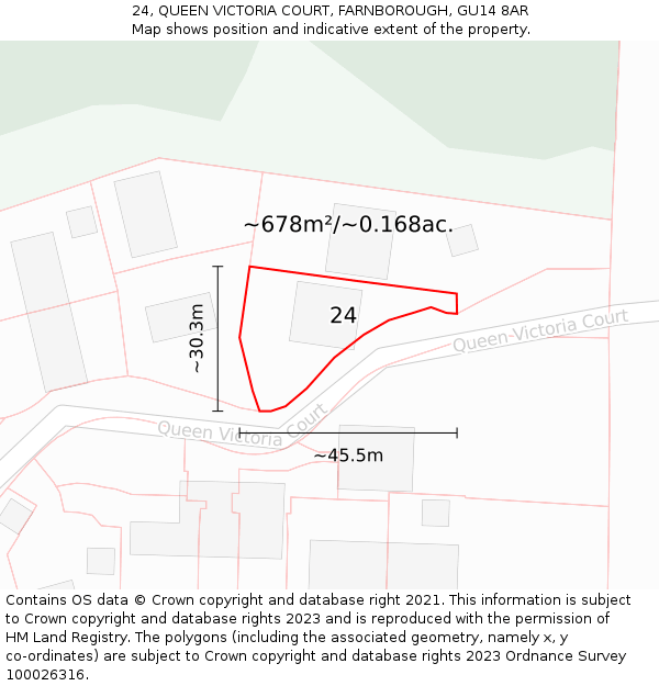 24, QUEEN VICTORIA COURT, FARNBOROUGH, GU14 8AR: Plot and title map