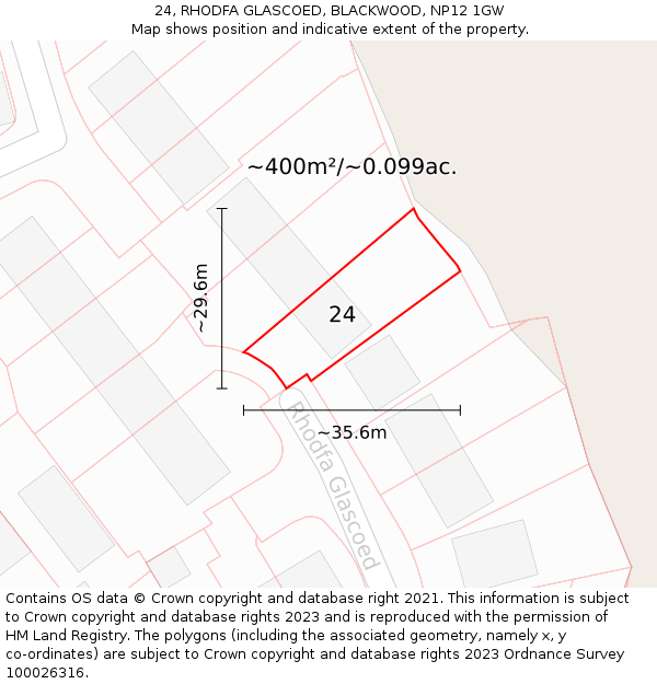 24, RHODFA GLASCOED, BLACKWOOD, NP12 1GW: Plot and title map