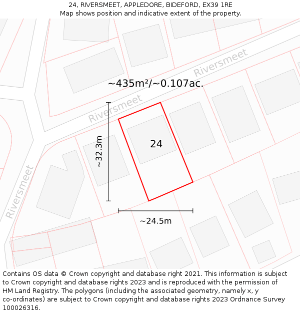 24, RIVERSMEET, APPLEDORE, BIDEFORD, EX39 1RE: Plot and title map