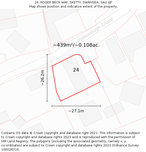 24, ROGER BECK WAY, SKETTY, SWANSEA, SA2 0JF: Plot and title map