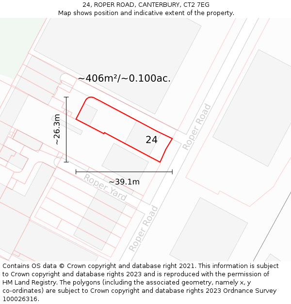 24, ROPER ROAD, CANTERBURY, CT2 7EG: Plot and title map