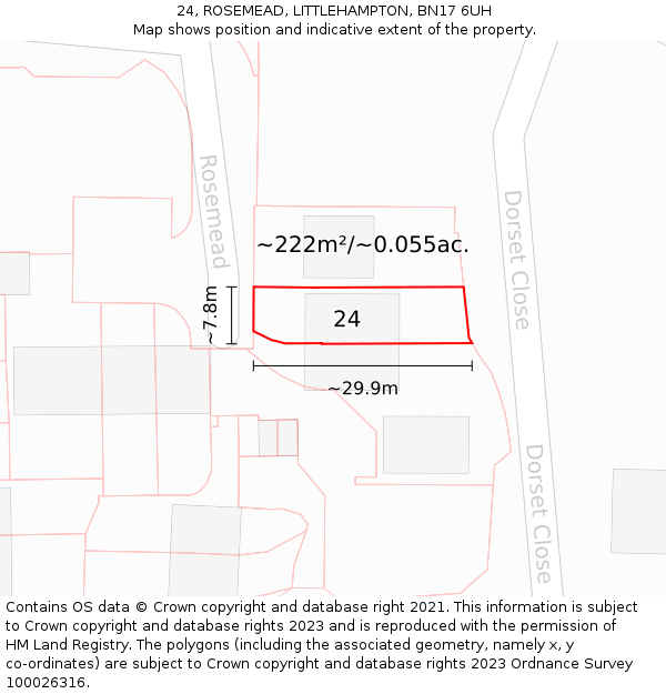 24, ROSEMEAD, LITTLEHAMPTON, BN17 6UH: Plot and title map