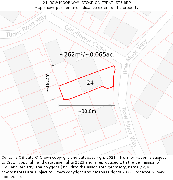 24, ROW MOOR WAY, STOKE-ON-TRENT, ST6 8BP: Plot and title map