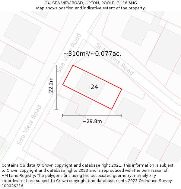 24, SEA VIEW ROAD, UPTON, POOLE, BH16 5NG: Plot and title map