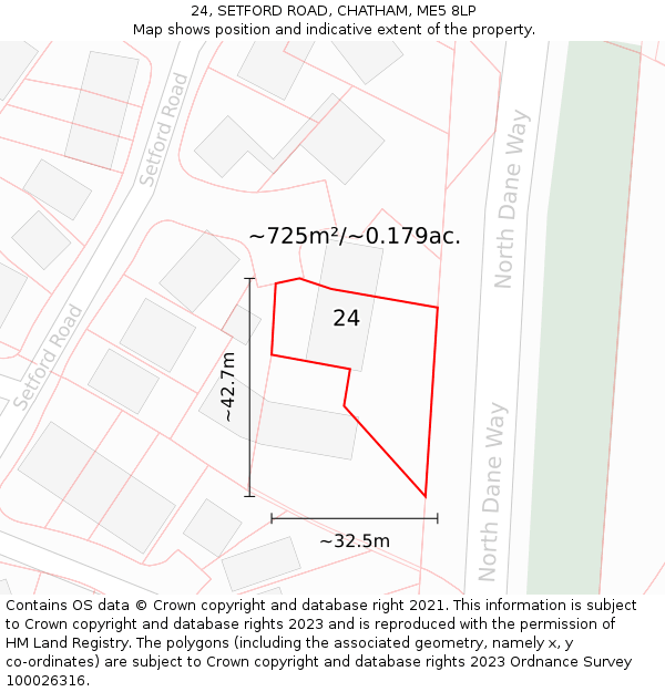 24, SETFORD ROAD, CHATHAM, ME5 8LP: Plot and title map