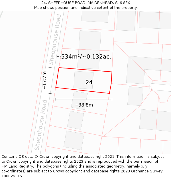 24, SHEEPHOUSE ROAD, MAIDENHEAD, SL6 8EX: Plot and title map