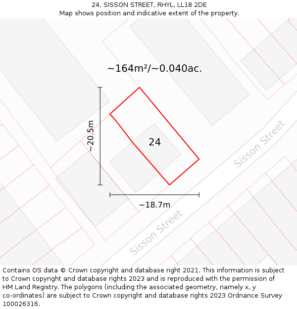 24, SISSON STREET, RHYL, LL18 2DE: Plot and title map