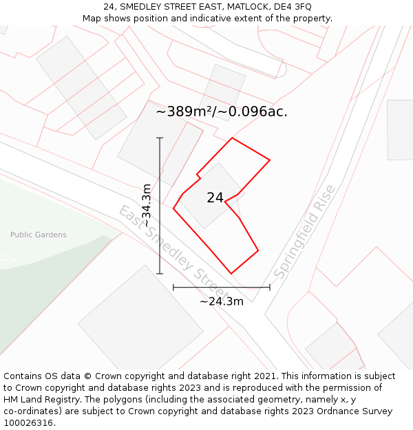 24, SMEDLEY STREET EAST, MATLOCK, DE4 3FQ: Plot and title map