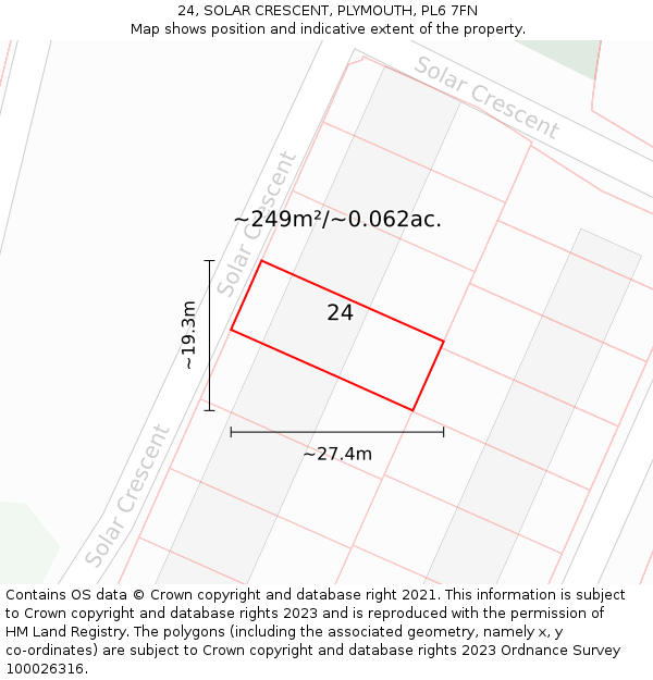 24, SOLAR CRESCENT, PLYMOUTH, PL6 7FN: Plot and title map