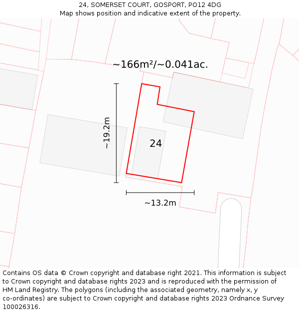 24, SOMERSET COURT, GOSPORT, PO12 4DG: Plot and title map