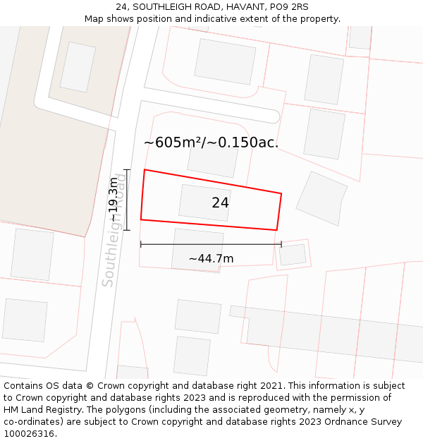 24, SOUTHLEIGH ROAD, HAVANT, PO9 2RS: Plot and title map