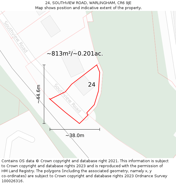 24, SOUTHVIEW ROAD, WARLINGHAM, CR6 9JE: Plot and title map