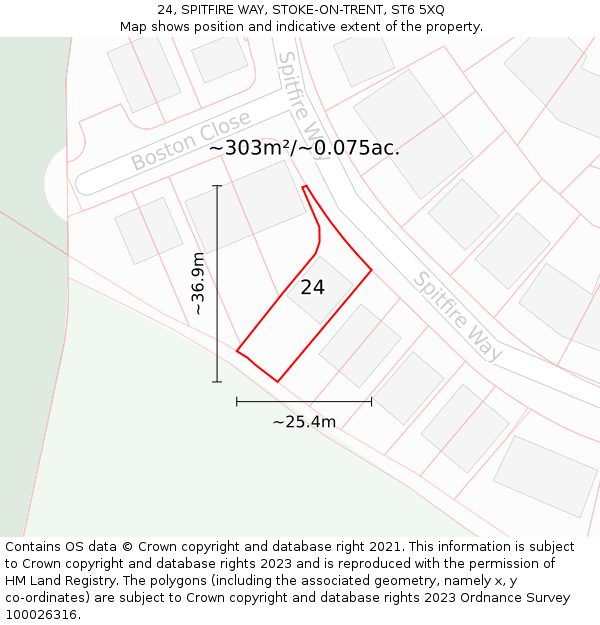 24, SPITFIRE WAY, STOKE-ON-TRENT, ST6 5XQ: Plot and title map