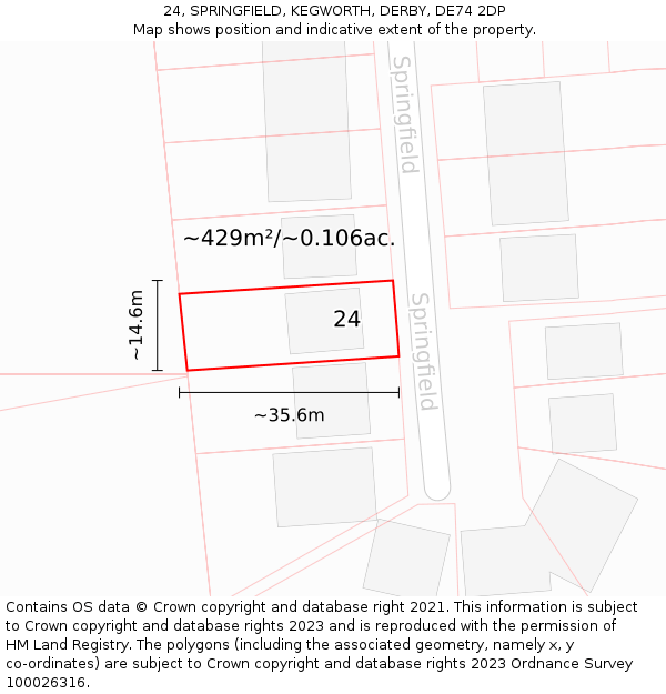 24, SPRINGFIELD, KEGWORTH, DERBY, DE74 2DP: Plot and title map