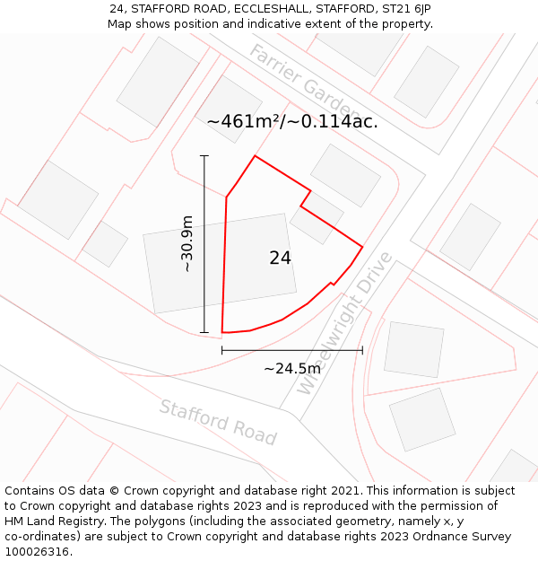 24, STAFFORD ROAD, ECCLESHALL, STAFFORD, ST21 6JP: Plot and title map